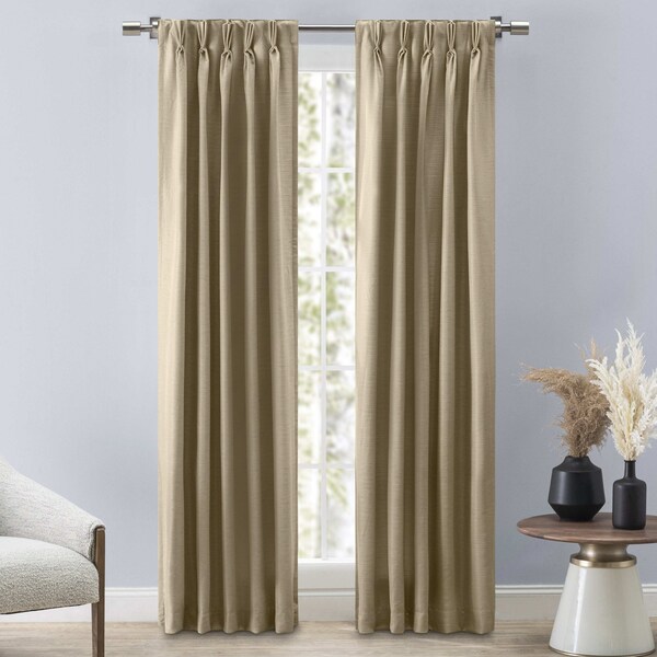 Two Way Drapery Ricardo Ricardo Grasscloth 2-Way Pinch Pleated with Back Tabs Curtain ...