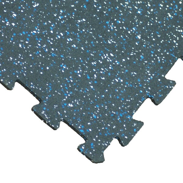 Rubber-Cal ReUz Rubber Tiles - 6mm x 20 in x 20 in - Blue/White Speckle, 64PK 03-274R-BW-64 - main