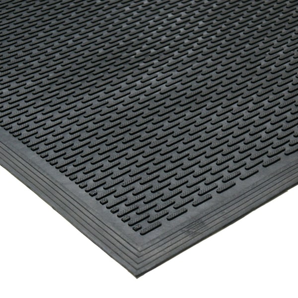 Rubber-Cal Anti-Slip Entrance Mat, Rubber, 0.38 in Thick, Black, 2 ft W x 3 ft L 03-239-LI-2x3 - main
