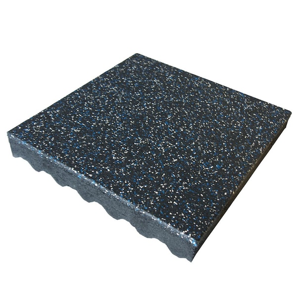 Rubber-Cal Eco-Safety Interlocking Playground Tile - 3 x 19.5 x 19.5 In 8 Pk 21.1 Sq Ft Blue/White Speckled 04-128-BW-8PK - main