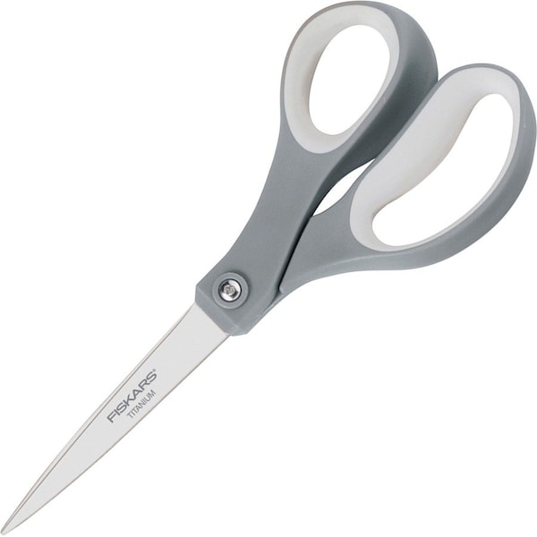 Fiskars Scissors, Titanium, Soft Grip, 8, 2/PK, Gray PK FSK1540901002