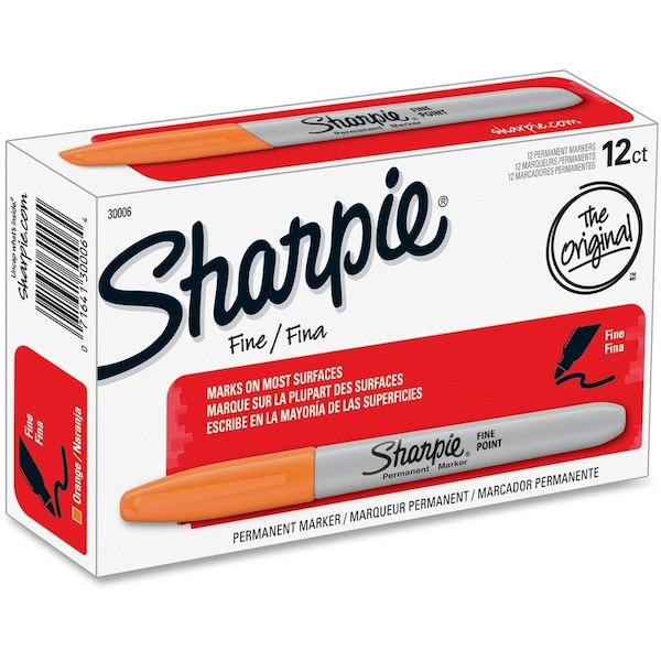 Sharpie Permanent Markers, , Fine Point, Orange PK SAN30006