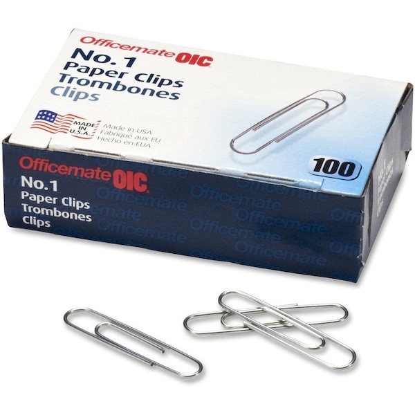 Oic Paper Clips, Size 1, Standard, .034 Gauge, 1000/PK, Silver PK ...