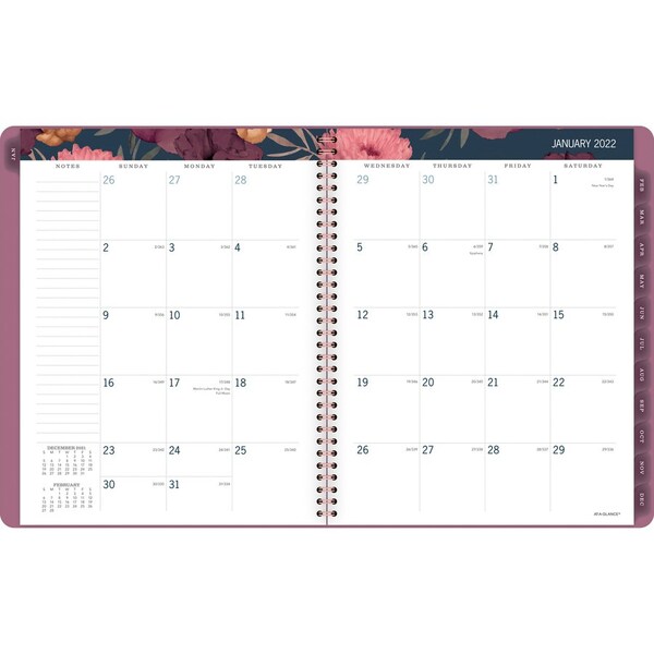 AT-A-GLANCE Recycled Monthly Planner, 11 X 9, Black, 2022