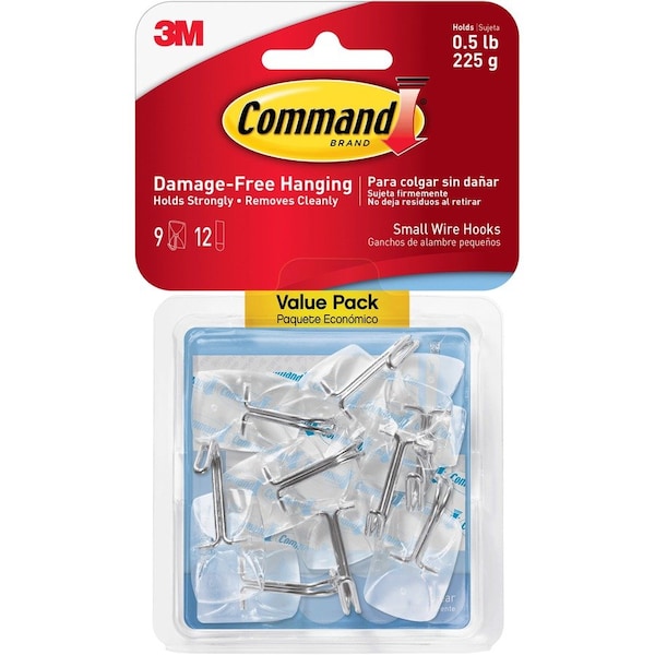 command light weight hooks value pack Hooks Value Pack, w/Strips, Plastic, Small, 21Pcs/ST, Clear PK