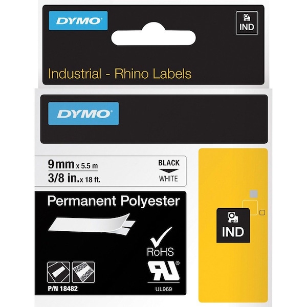 Dymo Label, Industrial, Perm Poly, 3/8
