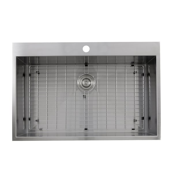 Nantucket Sinks 33In Large Rectangle Single Bowl Self Rimming Stainless ...