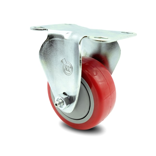 Service Caster 3 Inch Red Polyurethane Wheel Rigid Top Plate Caster SCC ...