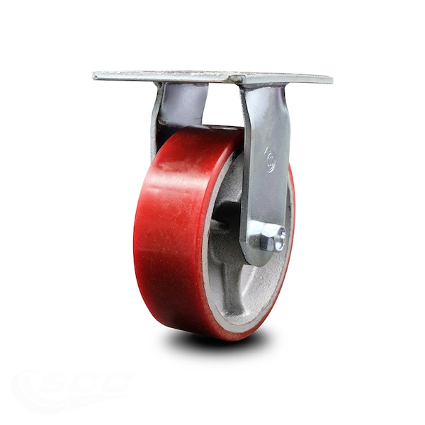 Service Caster 6 Inch Heavy Duty Red Poly on Cast Iron Rigid Caster ...