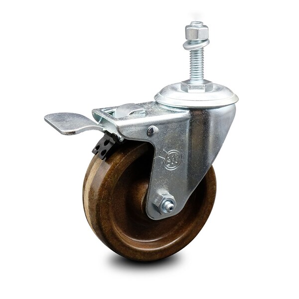 5 x 2 Phenolic Wheel AS Swivel Caster with total lock brake - 1,000 Lbs Capacity