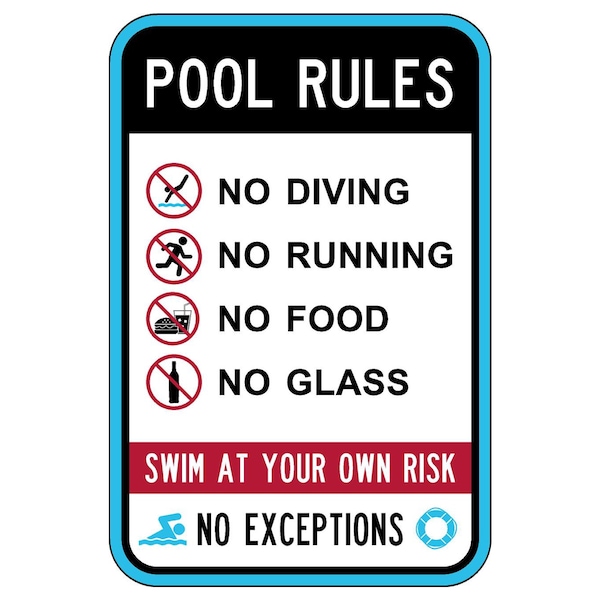 Sign Solutions Usa Pool Rules, Aluminum, 18 in x 12 in ...