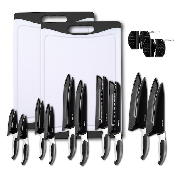 EatNeat 12-Piece Black Sharp Knife Set: 5 Stainless Steel Kitchen