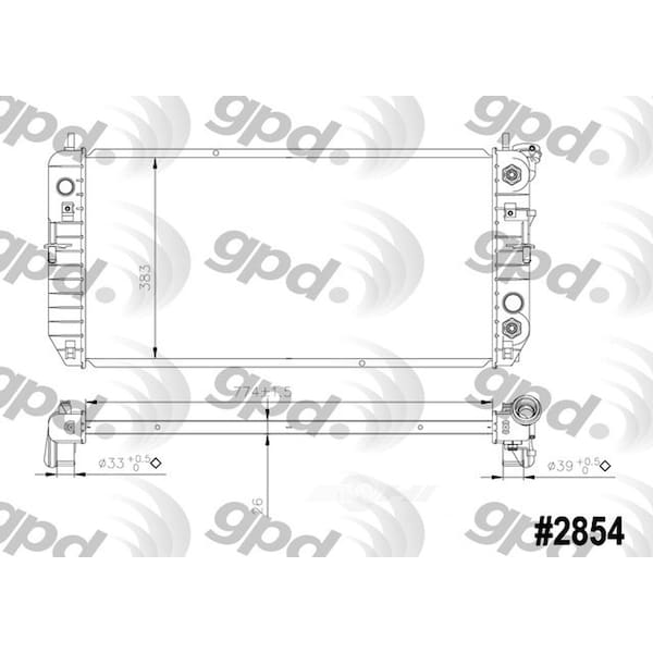 Global Parts Distributors Radiator 2006-2008 Buick Lucerne, 2854C 2854C - main