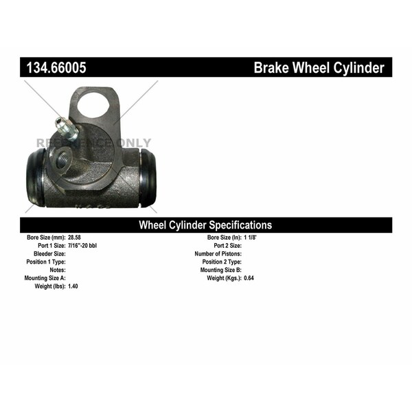 Centric Parts Drum Brake Wheel Cylinder, 134.66005 134.66005