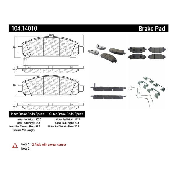 Centric Parts Disc Brake Pad Set 2009-2015 Toyota Venza 2.7L 3.5L, 104.14010 104.14010 - main