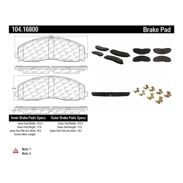 Centric Parts Disc Brake Pad Set, 104.16800 104.16800 - main