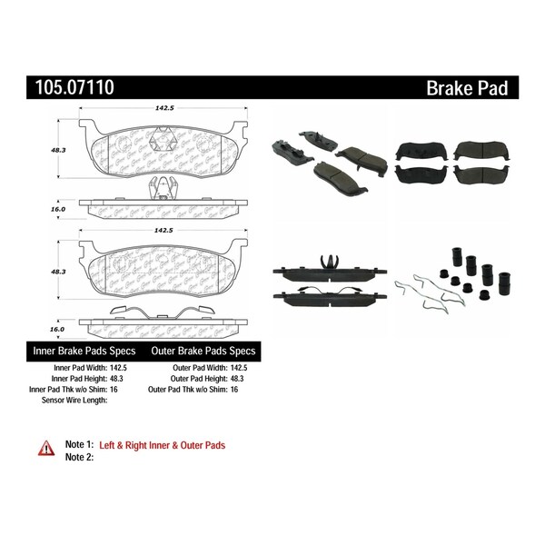 Centric Parts Disc Brake Pad Set, 105.07110, Rear 105.07110 - main
