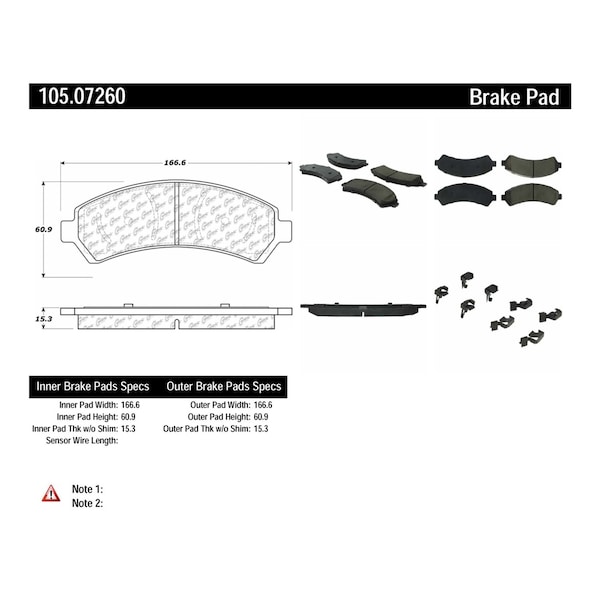 Centric Parts Disc Brake Pad Set, 105.07260 105.07260 - main