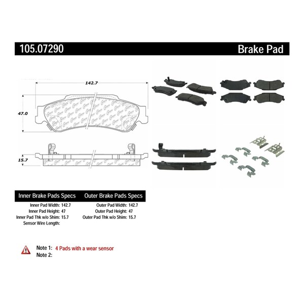 Centric Parts Disc Brake Pad Set, 105.07290 105.07290 - main
