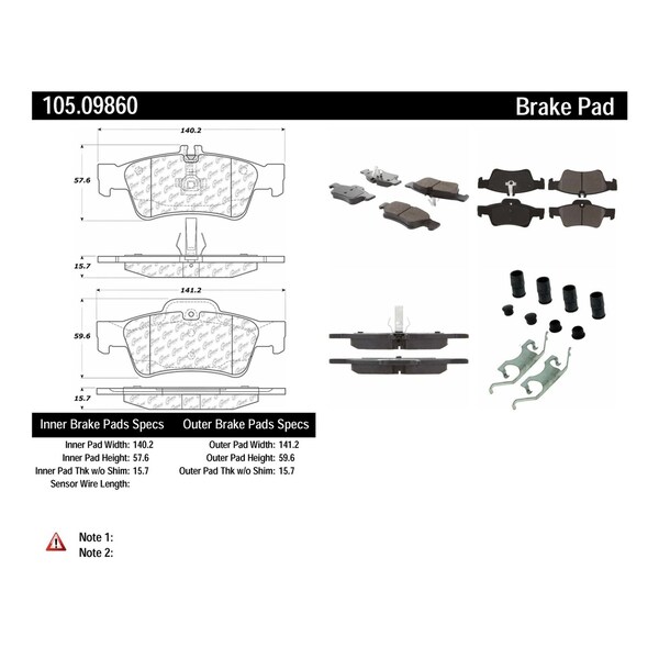Centric Parts Disc Brake Pad Set, 105.09860, Rear 105.09860 - main