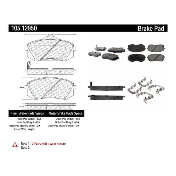 Centric Parts Disc Brake Pad Set, 105.12950 105.12950 - main