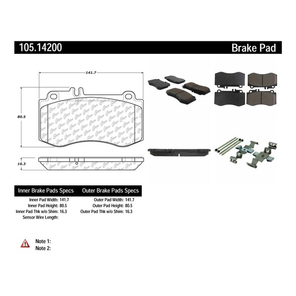 Centric Parts Disc Brake Pad Set, 105.14200 105.14200