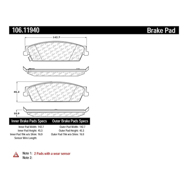 Centric Parts Disc Brake Pad Set, 106.11940, Rear 106.11940 - main