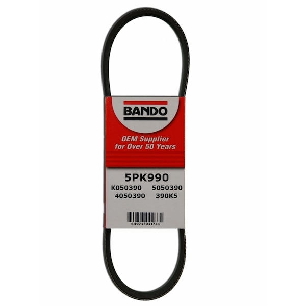 Bando Rib Ace Precision Engineered V-Ribbed Belt - Alternator, 5PK990 5PK990 - main