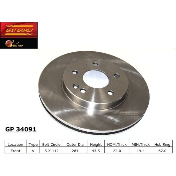 Standard Rotors And Drums Disc Brake Rotor, GP34091 GP34091