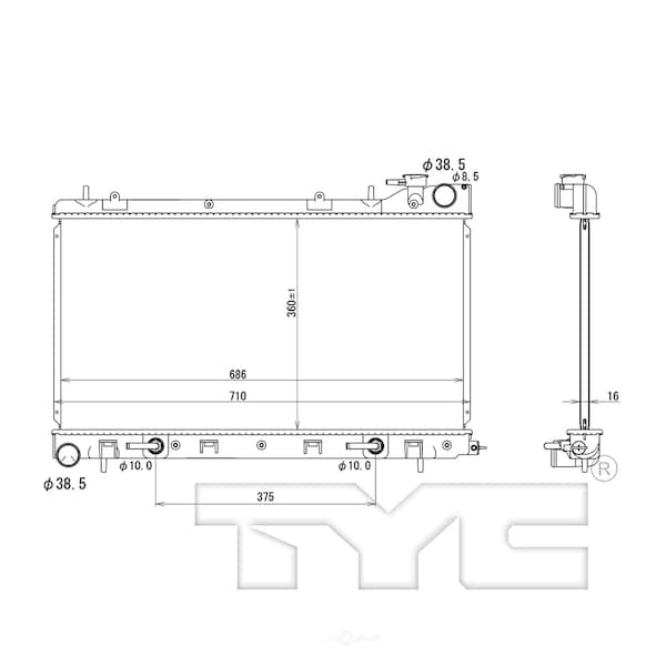 Tyc Radiator 2006-2008 Subaru Forester 2.5L, 13026 13026 - main