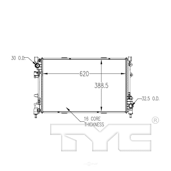 Tyc Radiator 2012-2017 Fiat 500 1.4L, 13245 13245 - main