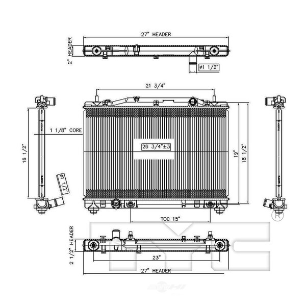 Tyc Radiator 2005-2007 Cadillac CTS, 2731 2731 - main