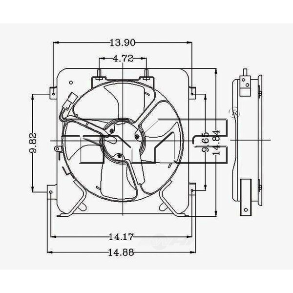 Tyc A/C Condenser Fan Assembly 1998 Honda Civic 1.6L, 610080 610080 - main
