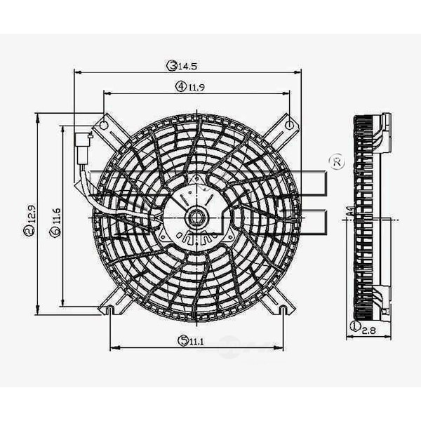 Tyc A/C Condenser Fan Assembly 2002-2003 Chevrolet Tracker 2.0L, 610660 610660 - main