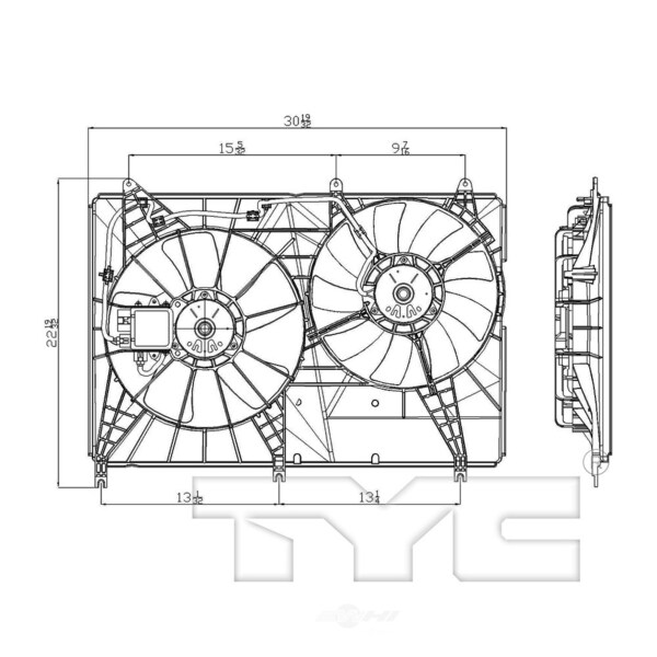 Tyc Dual Radiator&Condenser Fan Assembly 2004-2008 Mitsubishi Endeavor 621640 - main
