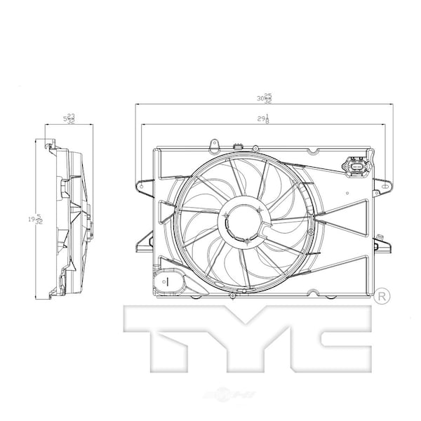 Tyc Dual Radiator and Condenser Fan Assembly, 622720 622720 - main