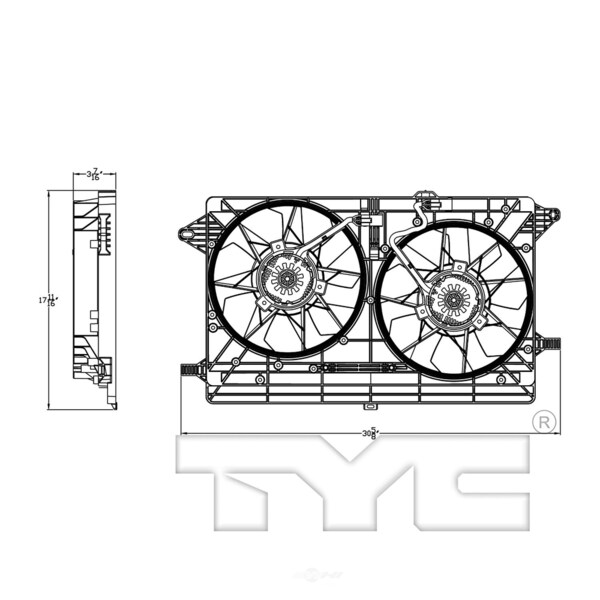 TYC 623170 Compatible with CHEVROLET Volt Replacement Dual Radiator and Condenser Fan Assembly TYC 623170 Compatible with CHEVROLET Volt Replacement Dual Radiator and Condenser Fan Assembly