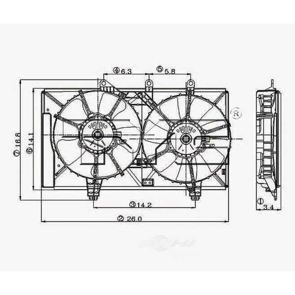 Tyc Dual Radiator and Condenser Fan Assembly, 620830 620830 - main