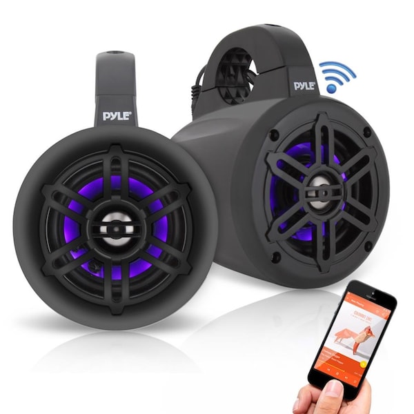 Pyle Waterproof Rated Bluetooth Marine Tower Speakers Wakeboard