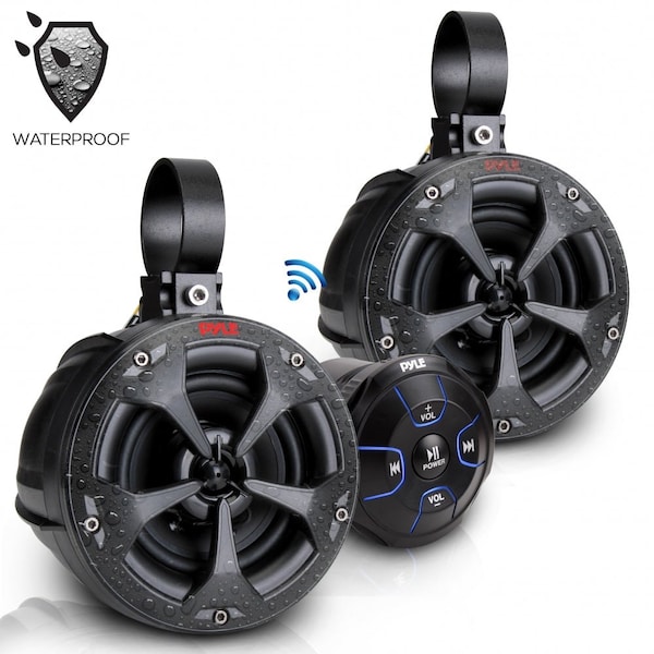 Pyle Waterproof Off-Road Speakers - 40W Marine Grade Passive Woofer Sound System Full Range Outdoor Audio Stereo Speaker for Motorcycle, Car, ATV, 4x4