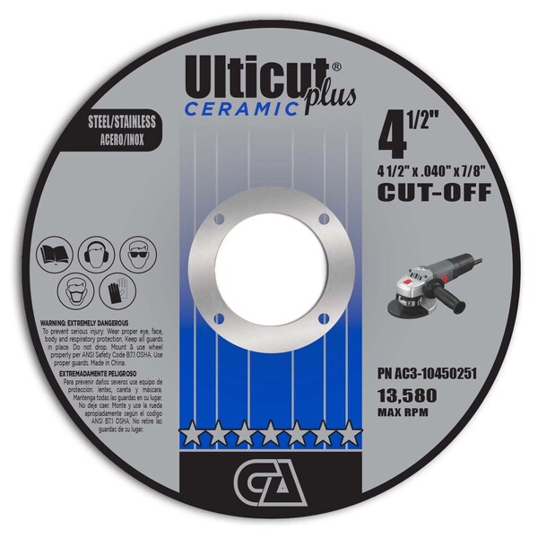 thumbnail image 2 of 10 Pack 4-1/2" X .040" X 7/8" Metal Cut-Off Wheels - Type 27 Depressed Center Discs 2 of 5