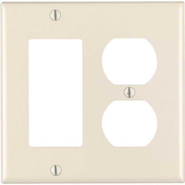 Single Rocker Outlet Leviton 2-Gang Smooth Plastic Single Rocker/Duplex Outlet Wall Plate ...