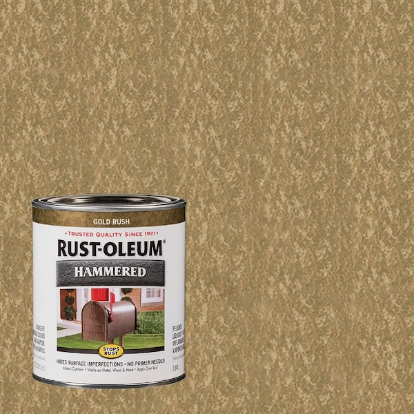 Rust-Oleum Stops Rust Hammered Paint, Gold Rush, 1 Qt. 7210502 | Zoro