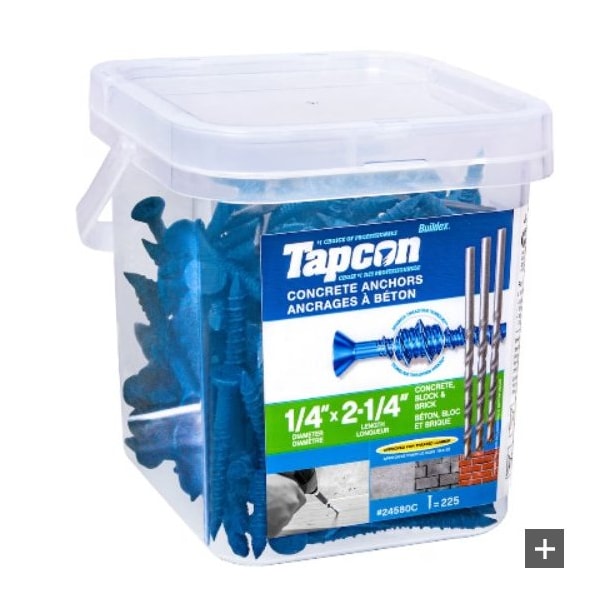 Tap Con Bit Tapcon 1/4-inch x 2-1/4-inch Climaseal Blue Flat Head T30 Concrete ...