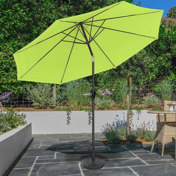 10-Foot Outdoor Tilting Patio Umbrella and Base, Lime 10-Foot Outdoor Tilting Patio Umbrella and Base, Lime