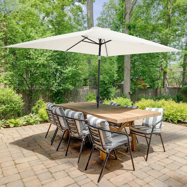 beige rectangular patio umbrella Pure Garden Rectangular Patio Umbrella
