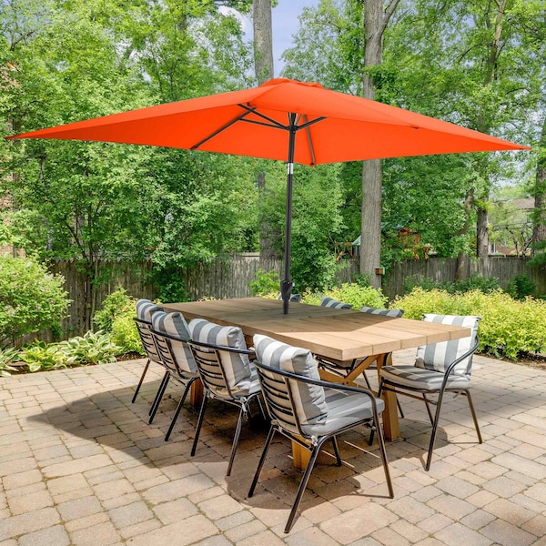 large rectangular patio umbrella Kingdom Double-sided Patio with Base Navy Blue dyed acrylic canopies are water FIM Flexy Aluminum 8' x