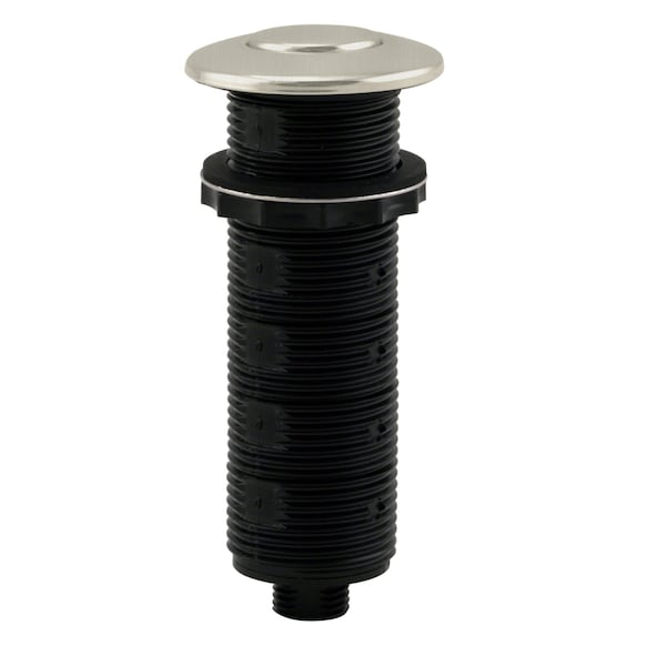 Westbrass ASB-B3-05 Disposal Air Switch Trim – Polished Nickel, Brass Button & Flange, 3" Body Length, For 2-1/2" Thick Decks, Remote Garbage Disposal Control
