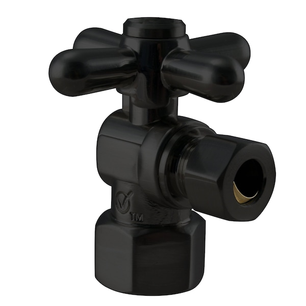 Westbrass 1/4-Turn Lever Handle Angle Stop Valve - Satin Nickel, 5/8" X 3/8" Compression Fit