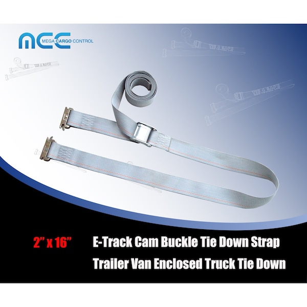 Tie 4 Safe 2 x 16' E Track Cam Buckle Straps w/ E Clips WLL: 833